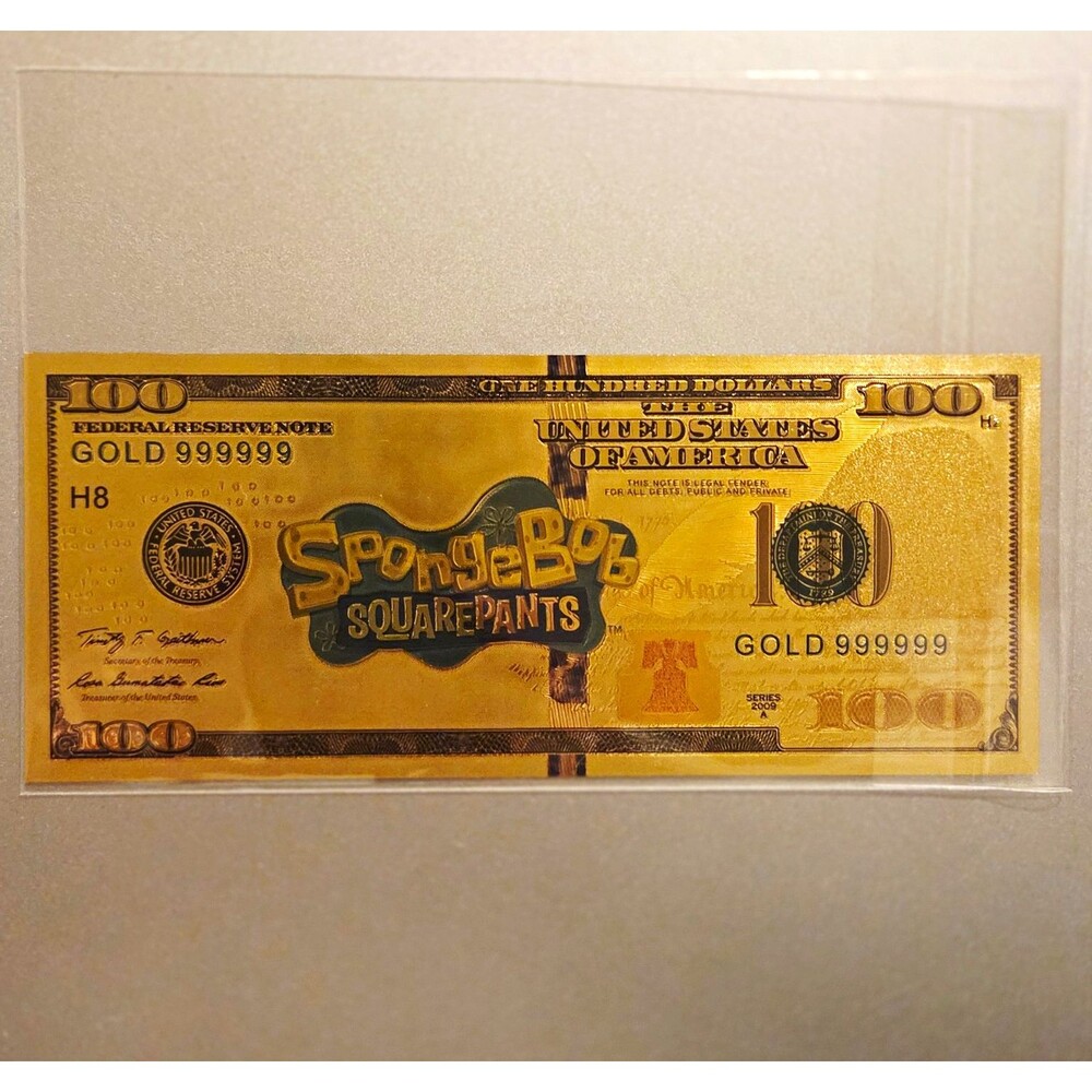 SpongeBob SquarePants $100 Gold Foil Novelty Banknote Collectible